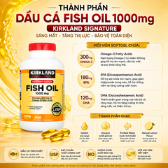 Dầu cá Fish Oil 1000mg Kirkland Signature sáng mắt, tăng thị lực hộp 400 viên