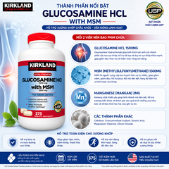 Thực phẩm bảo vệ sức khỏe Signature Glucosamine HCL With MSM hỗ trợ xương khớp hộp 375 viên