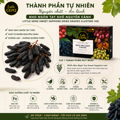 Nho Ngón Tay khô nguyên cành Little Gemz Sweet Sapphire Dried Grapes Clusters 1kg