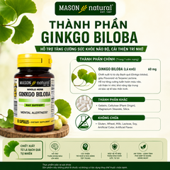 Mason Natural Ginkgo Biloba – Hỗ trợ tăng cường sức khỏe não bộ, cải thiện trí nhớ 60 viên