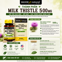 Viên Uống Bổ Gan Mason Natural Milk Thistle 500mg Lọ 60 Viên Hỗ Trợ Giải Độc, Bổ Gan, Cải Thiện Chức Năng Gan