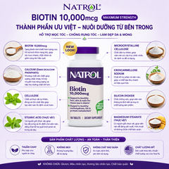 Hỗ trợ mọc tóc và chống rụng tóc natrol biotin beauty maximum strength 10000mcg100 viên