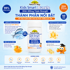Nature's Way Kids Smart Bursts DHA 300mg Triple Strength - Bổ sung DHA, hỗ trợ tốt cho não bộ và mắt 50 viên