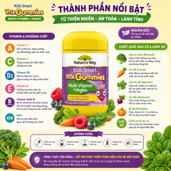 Kẹo dẻo bổ sung vitamin từ rau Nature's Way Vita Gummies Multivitamin+Vegies cho bé 60 viên bổ sung chất xơ cho bé phát triển toàn diện