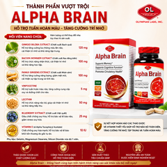 Viên uống hỗ trợ tuần hoàn máu, cải thiện trí nhớ Olympian Labs Alpha Brain hộp 60 viên