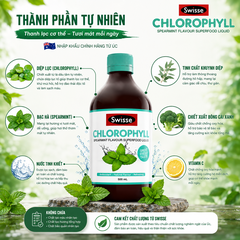 Nước diệp lục Swisse Chlorophyll thanh lọc cơ thể nhập khẩu Úc 500ml (Xanh)