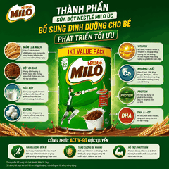 Sữa bột Nestle Milo Úc bổ sung dinh dưỡng cho bé phát triển tối ưu hộp 1kg