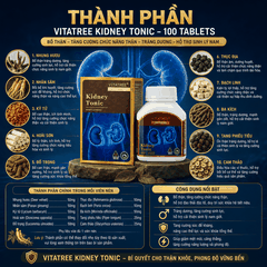 Bổ thận vitatree kindey tonic 100 tablets tăng cường chức năng thận, tráng dương hỗ trợ sinh lý nam