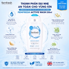 Dung dịch vệ sinh phụ nữ cao cấp năng động Femfresh Active Wash 250ml