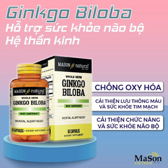 Viên Uống Mason Natural Ginkgo Biloba Hỗ Trợ Chức Năng Bộ Não, Hệ Thần Kinh 60 Viên