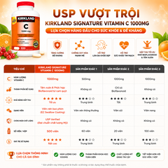 Vitamin C 1000mg Kirkland Signature hỗ trợ tăng đề kháng hộp 500 viên