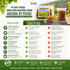 Hộp 300g Nho khô nguyên cành Adora st Food Dried Grapes Cluster Thompson đặc sản Úc