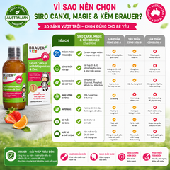 Siro canxi, magie và kẽm brauer cho trẻ trên 1 tuổi giúp xương và răng chắc khỏe chai 200ml