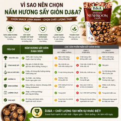 Nấm Hương Sấy Giòn DJ&A Shiitake Mushroom Crisps 300g snack ăn vặt heatthy lành mạnh từ nấm thật