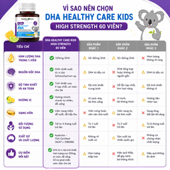 DHA Healthy Care Kids High Strength phát triển trí não cho bé 60 viên