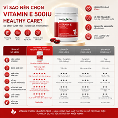 Vitamin E 500IU Healthy Care đẹp da, dưỡng tóc 200 viên