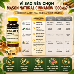 Mason Natural Cinamon 1000mg hộp 50 viên Hỗ trợ kiểm soát chỉ số đường huyết (50 viên)