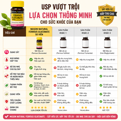 Mason Natural Ferrous Gluconate 50 viên – Sản phẩm bổ sung sắt hữu cơ