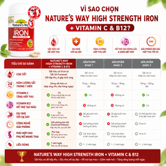 Nature’s Way high strength Iron + vitamin C và B12 – Bổ sung sắt hữu cơ cho người thiếu sắt, bổ sung sắt cho bà bầu