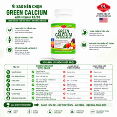 Bổ sung canxi hữu cơ cho cơ thể Olympian Labs Green Calcium with Vitamin K2/D3 hộp 100 viên