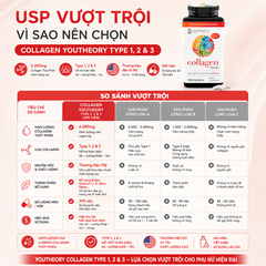 Collagen youtheory type 1 2 & 3 dành cho nữ 390 viên chắc khỏe xương khớp chống lão hóa da móng tóc