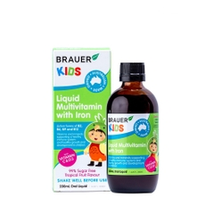 Siro vitamin tổng hợp và sắt cho trẻ từ 3 tuổi brauer liquid multivitamin with iron tăng đề kháng chai 200ml
