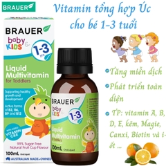 Vitamin tổng hợp cho bé từ 1 - 3 tuổi Brauer Baby Kids Liquid Multivitamin for Toddlers 100ml dạng nước 100ml