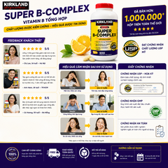 Vitamin B tổng hợp Super B-Complex Kirkland Signature hộp 500 viên