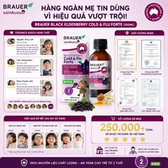 Siro giảm các triệu chứng cảm cúm, cảm lạnh Brauer Black Elederberry cold and flu forte (100ML)