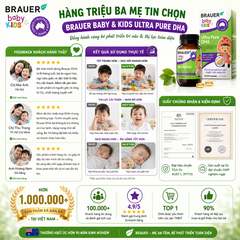 Dầu cá DHA brauer baby kids ultra pure DHA phát triển trí não cho bé từ 7 tháng tuổi hộp 60 viên nang mềm