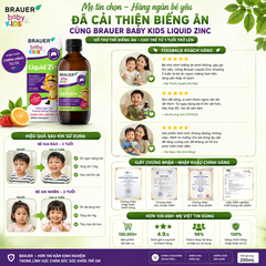 Siro bổ sung kẽm Brauer Baby Kids Liquid Zinc 200mL hỗ trợ trẻ biếng ăn cho trẻ từ 1 tuổi