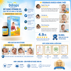 Baby Ddrops Liquid Vitamin D3 400 IU bổ sung vitamin d3 cho trẻ sơ sinh và trẻ nhỏ dạng giọt 15 ngày -t1 tuổi