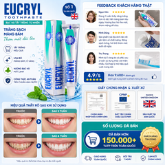 Kem đánh răng bạc hà tẩy trắng tự nhiên Eucryl Toothpaste 62g - nội địa Anh