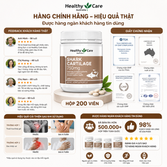 Sụn vi cá Healthy Care shark cartilage 750mg hỗ trợ xương khớp hộp 200 viên