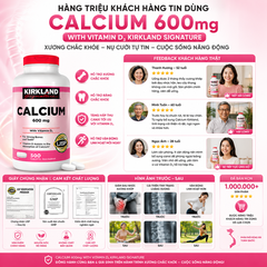 Viên uống chắc khỏe xương Calcium 600mg with Vitamin D3 Kirkland Signature 500 viên - Hàng Mỹ Chính Hãng