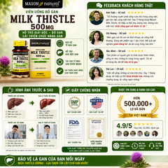 Viên Uống Bổ Gan Mason Natural Milk Thistle 500mg Lọ 60 Viên Hỗ Trợ Giải Độc, Bổ Gan, Cải Thiện Chức Năng Gan