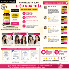 Mason Natural Ferrous Gluconate 100 viên – Sản phẩm bổ sung sắt hữu cơ