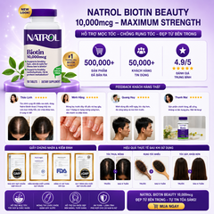 Hỗ trợ mọc tóc và chống rụng tóc natrol biotin beauty maximum strength 10000mcg100 viên