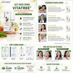Xịt keo ong Vitatree Super Propolis Spray Complex With Manuka 15+ hỗ trợ giảm ho chai 30ml