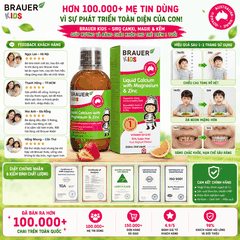 Siro canxi, magie và kẽm brauer cho trẻ trên 1 tuổi giúp xương và răng chắc khỏe chai 200ml