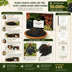 Nho Ngón Tay khô nguyên cành Little Gemz Sweet Sapphire Dried Grapes Clusters 1kg
