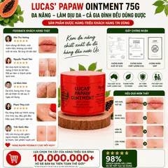 Kem đa năng Lucas Papaw Ointment chiết xuất đu đủ hỗ trợ làm dịu da hộp 75g