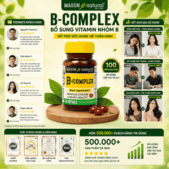 Mason Natural B-Complex 100 vên bổ sung vitamin nhóm B hỗ trợ sức khoẻ hệ thần kinh