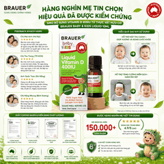 Siro bổ sung Vitamin D 400IU từ thực vật hữu cơ Brauer Baby Kids Liquid 10ml dành cho trẻ sơ sinh trở lên