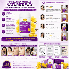 Tinh dầu hoa Anh Thảo Nature's Way evening primrose oil hỗ trợ cân bằng nội tiết tố nữ 60 viên
