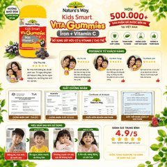 Nature’s Way Kids Smart Vita Gummies Iron + Vitamin C – Bổ sung sắt hữu cơ và vitamin C cho trẻ