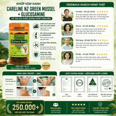 Khớp vẹm xanh - Careline Nz Green Mussel Glucosamine - Hỗ trợ sức khỏe xương khớp 60 viên