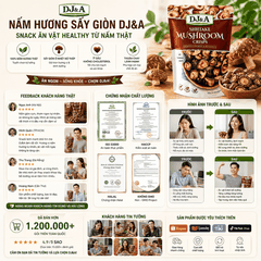 Nấm Hương Sấy Giòn DJ&A Shiitake Mushroom Crisps 300g snack ăn vặt heatthy lành mạnh từ nấm thật