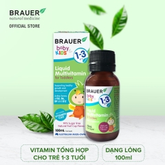 Vitamin tổng hợp cho bé từ 1 - 3 tuổi Brauer Baby Kids Liquid Multivitamin for Toddlers 100ml dạng nước 100ml