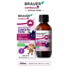 Siro giảm các triệu chứng cảm cúm, cảm lạnh Brauer Black Elederberry cold and flu forte (100ML)